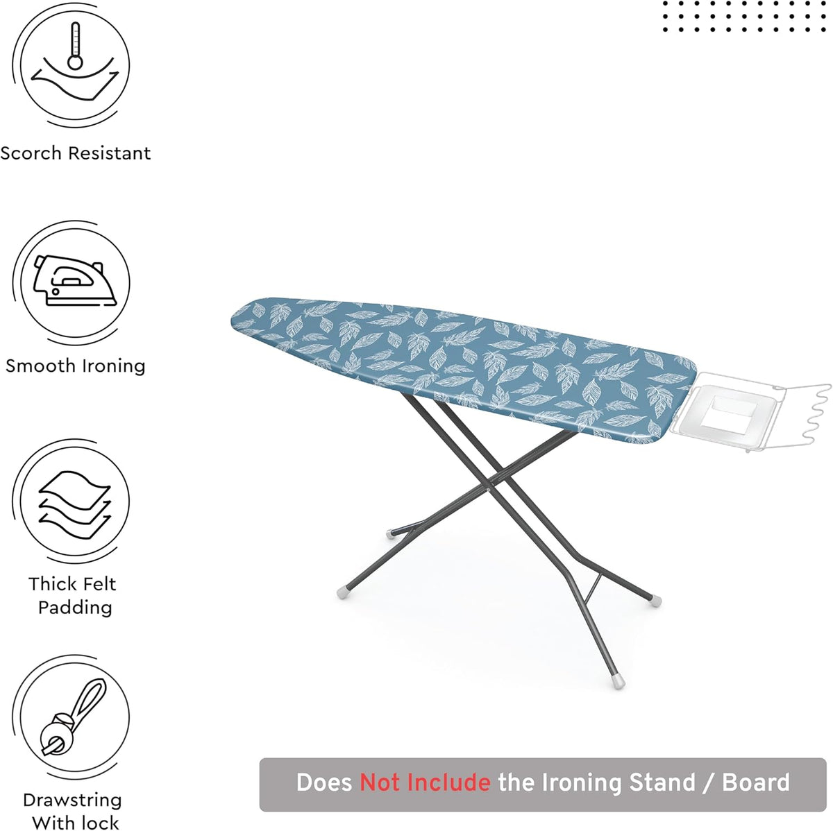 Encasa XO Ironing Board Cover and Pad 42"x14" - Thick 3mm Felt Padding, Drawstring Tightening &