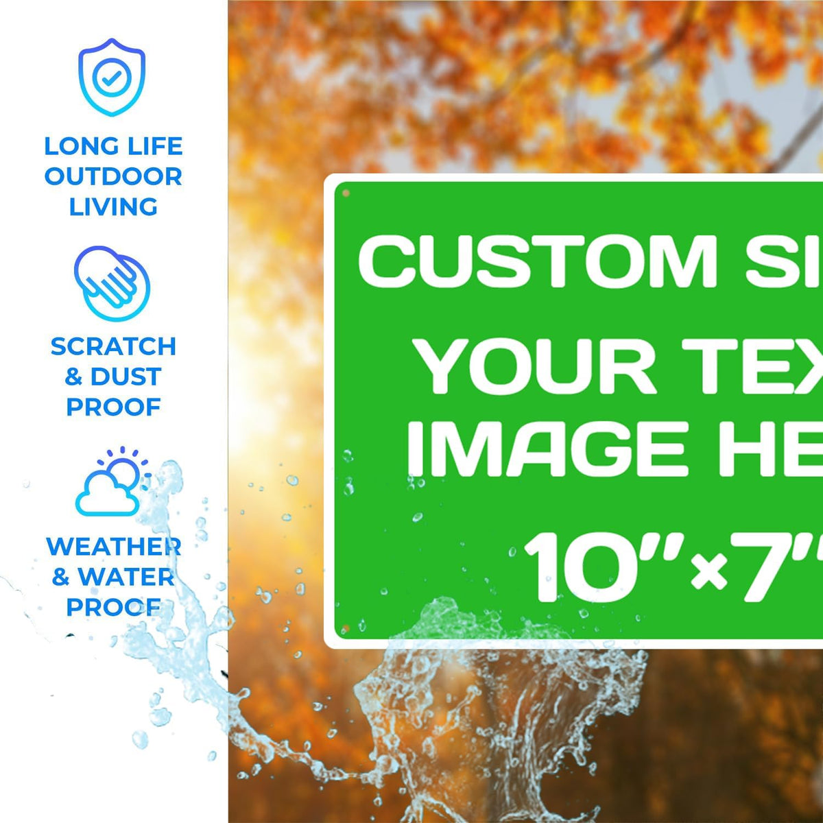Personalized Aluminum Metal Signs - Weatherproof, Custom Text & Picture, Multiple Sizes, Hazard
