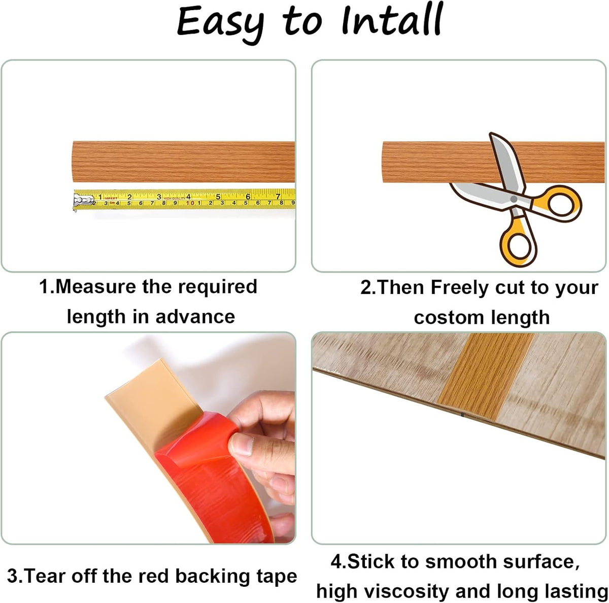 Floor/Door Flat Transition Strip & Self Adhesive Floor Vinyl Floor Edge Trim Laminate Floor Gap