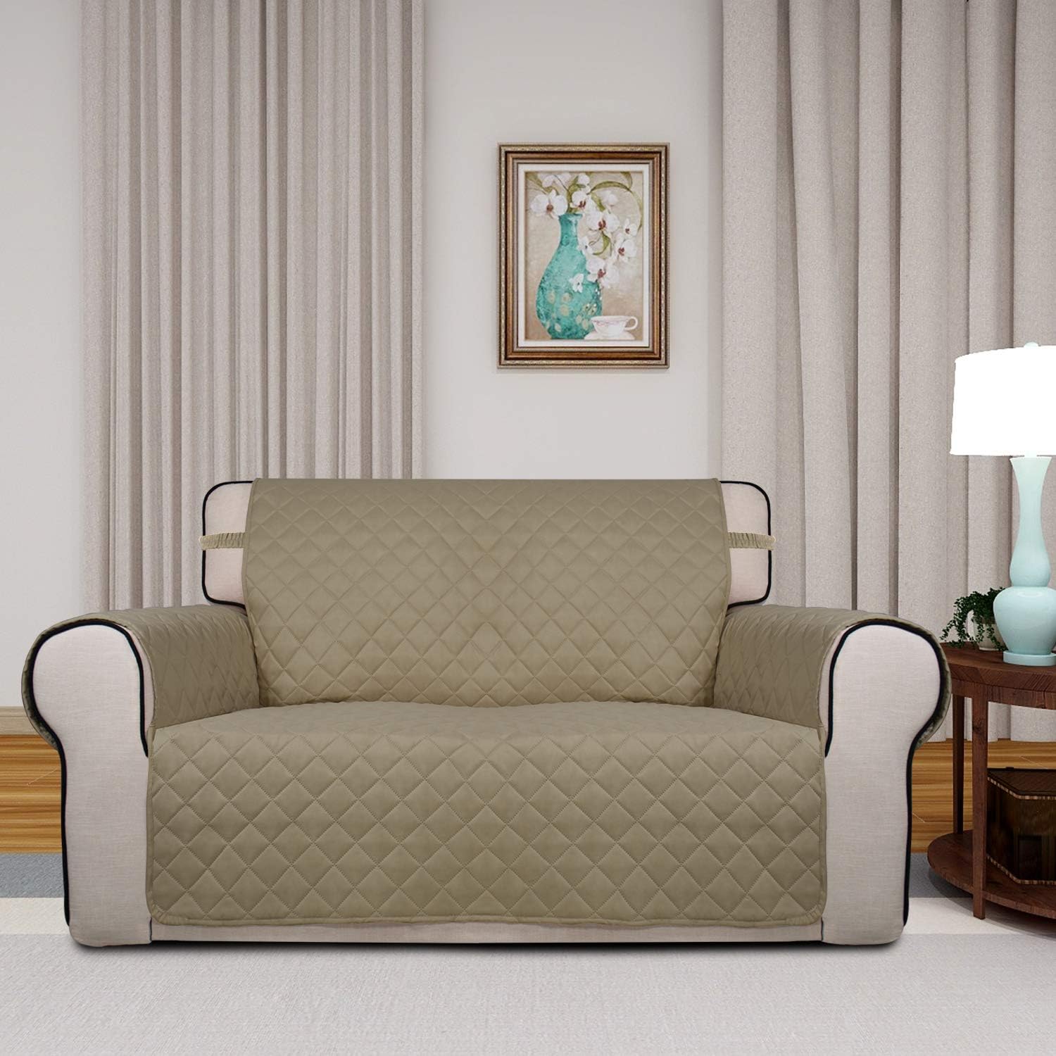 PureFit Reversible Quilted Sofa Cover, Water Resistant Medium Slipcover Furniture Protector