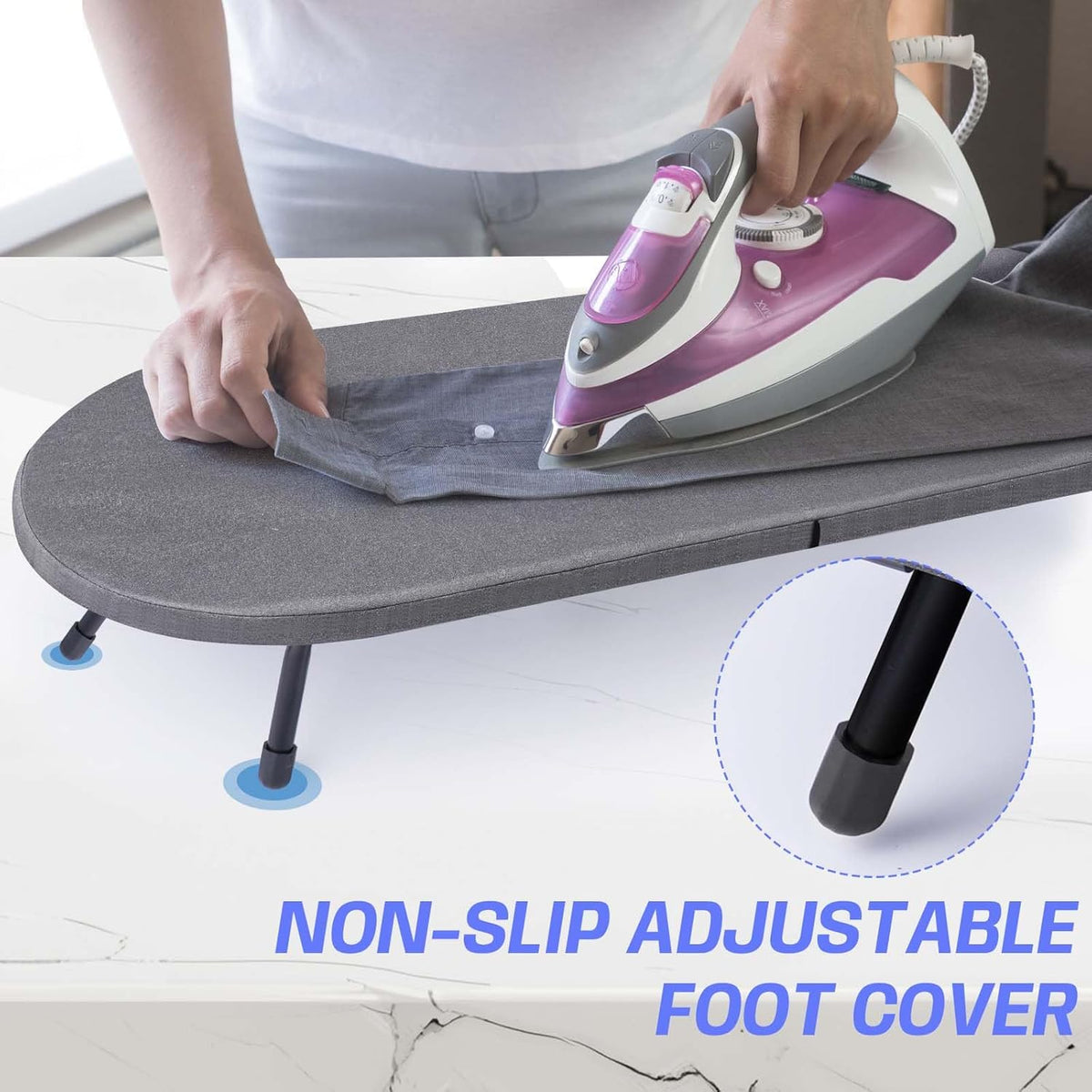Tabletop Ironing Board with Iron Rest, Metal Mesh Panel Mini Ironing Board with Heat Resistant