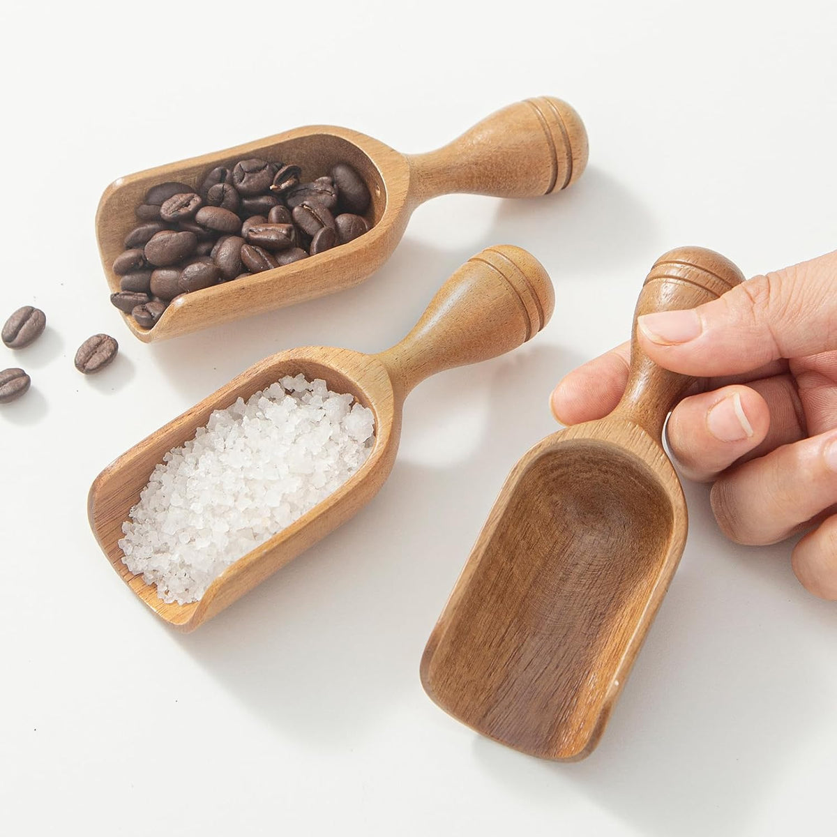 Wooden Scoops for Canisters 3PCS Wooden Scoop for Jars Acacia Mini Measuring Spoons for Ground