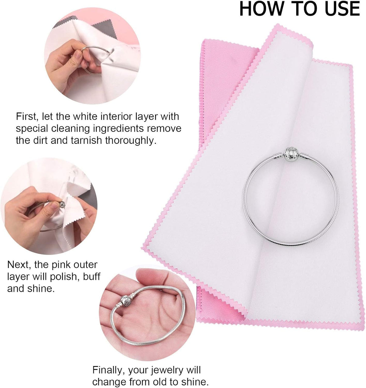 SEVENWELL Silver Polishing Cloth, Jewelry Cleaner Cloth for Sterling Silver Jewelry, Gold