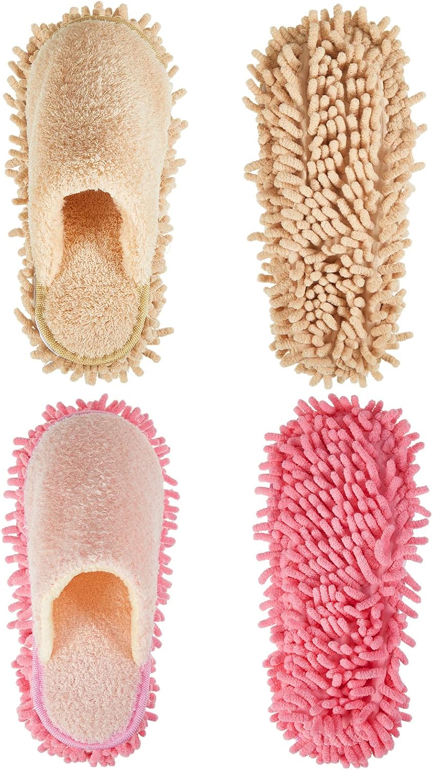 Jecery 2 Pair Microfiber Slippers Floor Cleaning Chenille Mop Slippers Base Board Cleaner Household