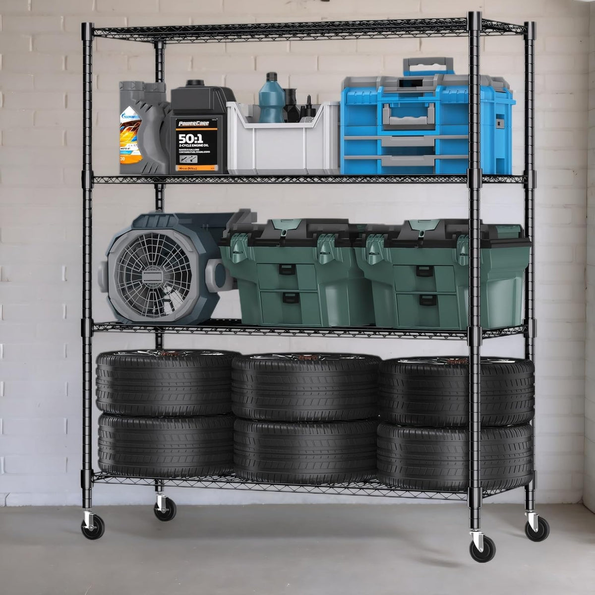 Himimi Storage Shelves 60" W Wire Shelving with Wheels 2600LBS Heavy Duty Metal Shelves for