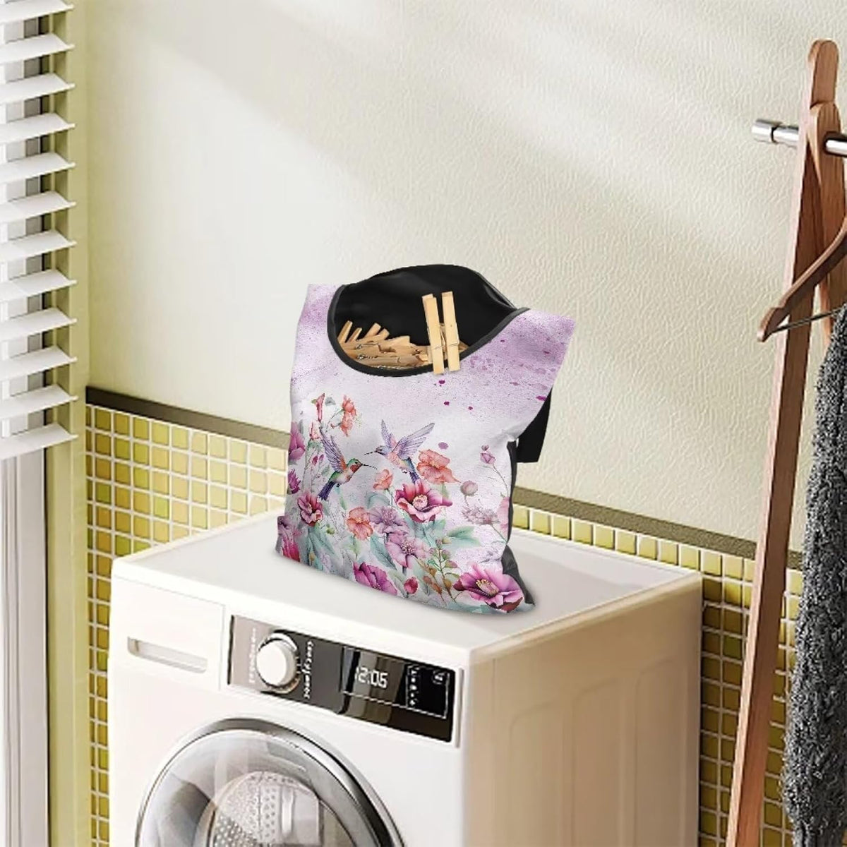 Hummingbird Adjustable Door-Hanging Laundry Clothespin Bag Clothespin Storage Bag Laundry