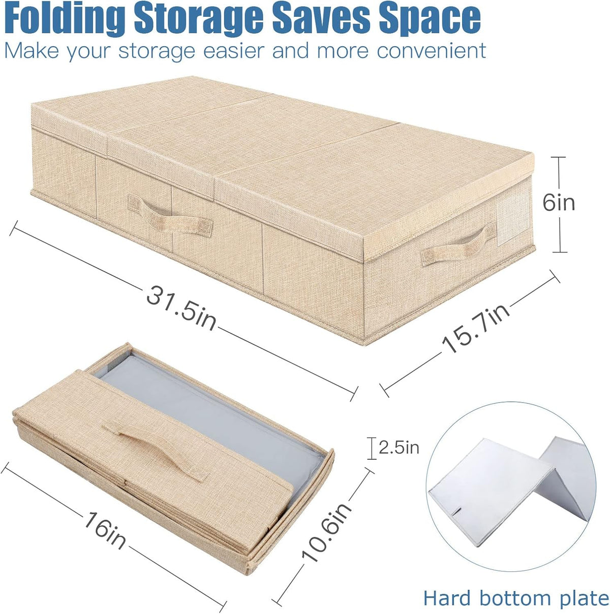 Underbed Storage Containers Bin with Lids (Set of 2) Large Under Bed Storage Organizer Box with