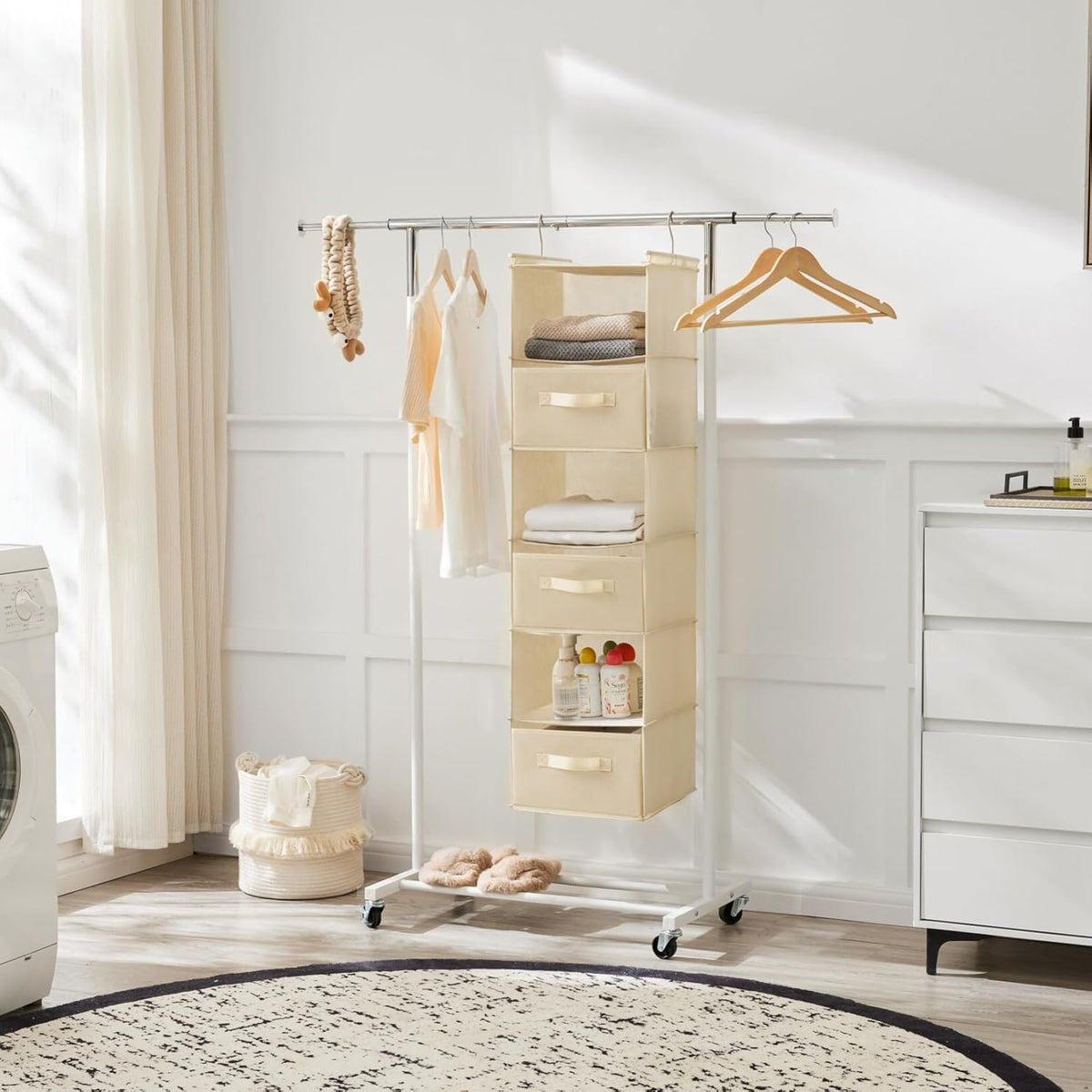 MAX Houser 6 Tier Shelf Hanging Closet Organizer, Closet Hanging Shelf with 2 Sturdy Hooks for