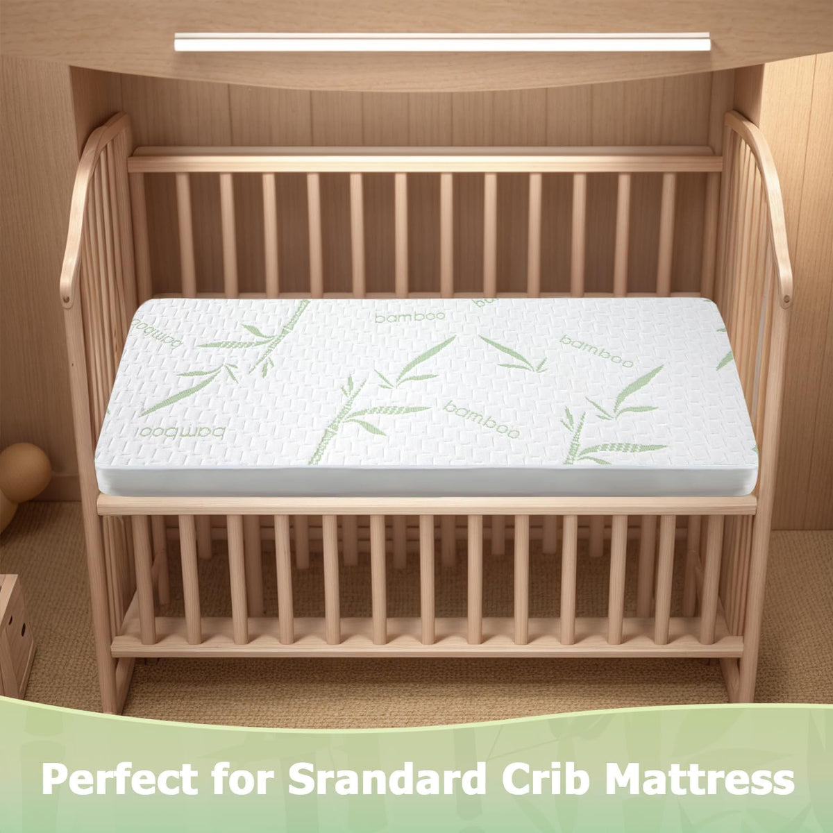 Mattress Protector Soft Crib Rayon Bamboo Waterproof Mattress Pad Cover, Soft Breathable Cooling