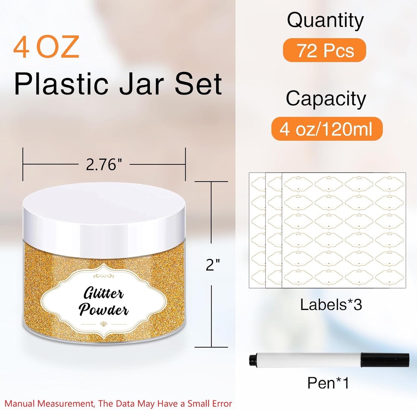 72 Pcs Plastic Jars, 4 OZ Plastic Jars with White Lids Round Clear Storage Containers Jar Leak
