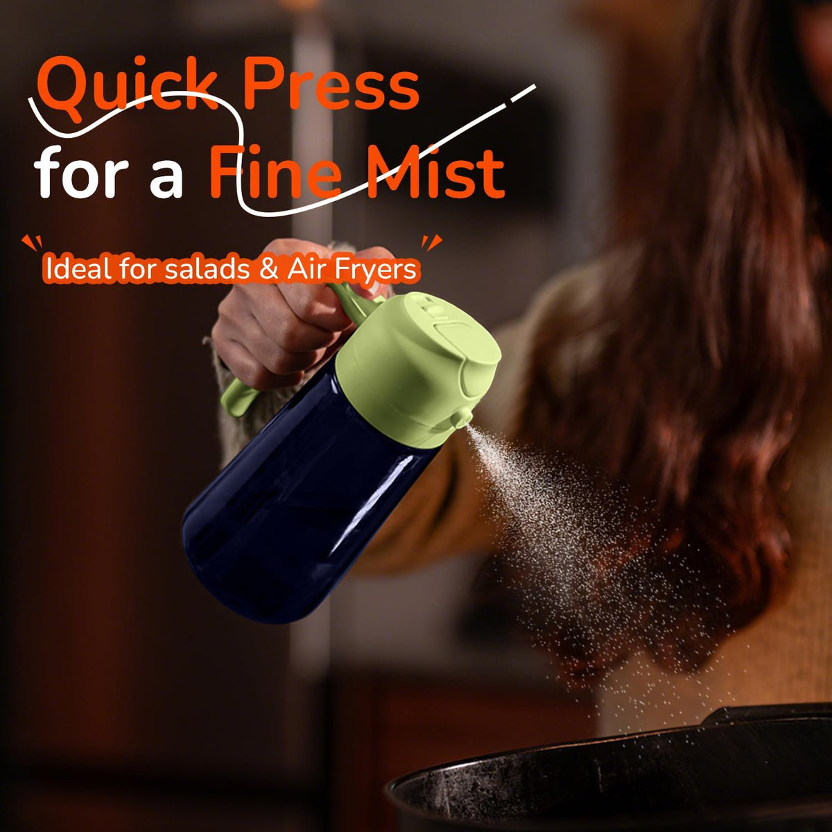 TrendPlain 16oz/470ml Blue Glass Olive Oil Sprayer for Cooking - 2 in 1 Olive Oil Dispenser for