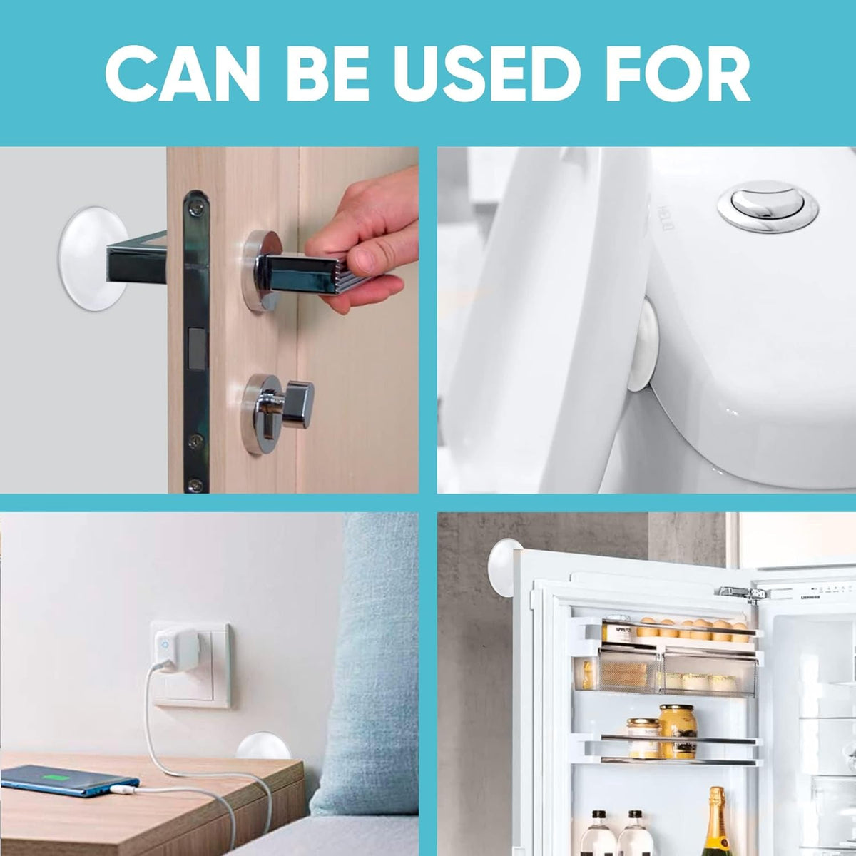 Strongest Wall Door Handle Stopper Set. 12 Pieces of Clear Rubber Door Knob, Round Wall Shield