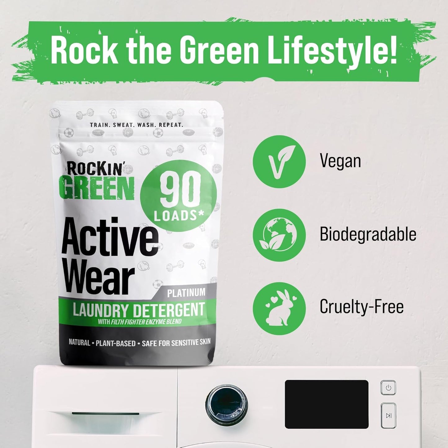 Rockin' Green Laundry Detergent, Plant based, All Natural Laundry Detergent Powder, Vegan and