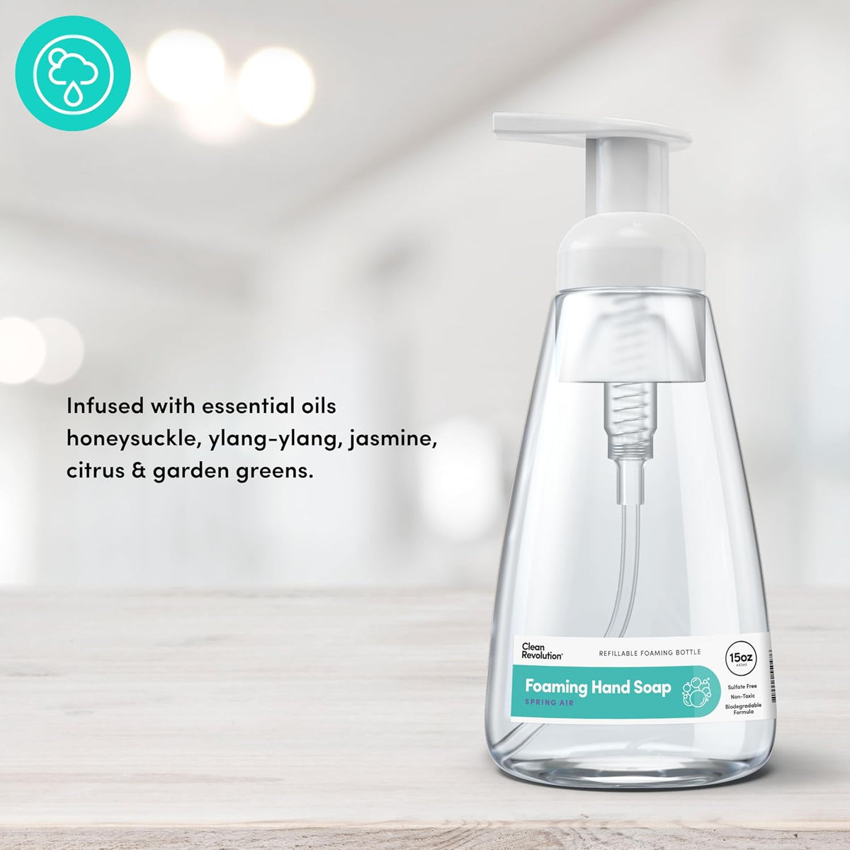 Clean Revolution Ready to Use Foaming Hand Soap | Three Pack | Jumbo 15oz Bottles | Gentle