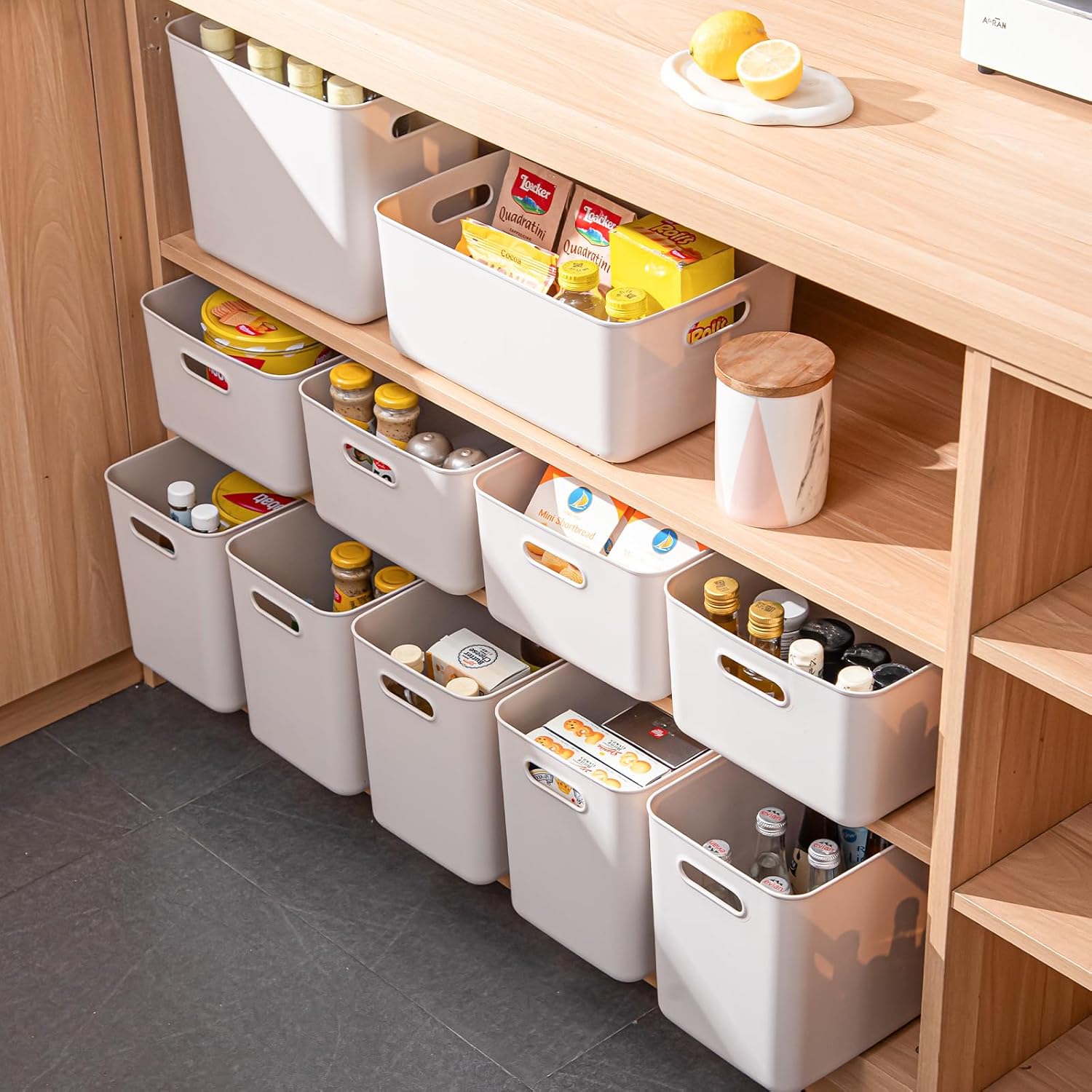 Plastic Storage Bins with lids,Storage Baskets,Container with handle,Storage Organizer Bins for