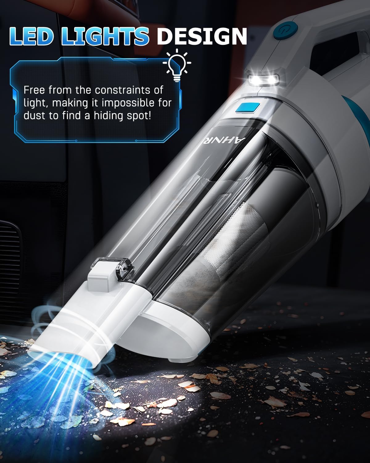 AHNR Handheld Vacuum Cordless, 16000PA Powerful Suction Hand Held Vacuum Dust Busters Cordless