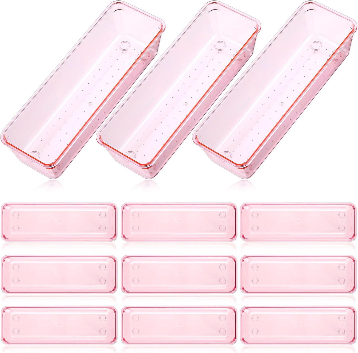 Maitys 12 Pcs Vanity Drawer Organizer 9 x 3 x 2 Inches Clear Plastic Utensil Organizers Kitchen