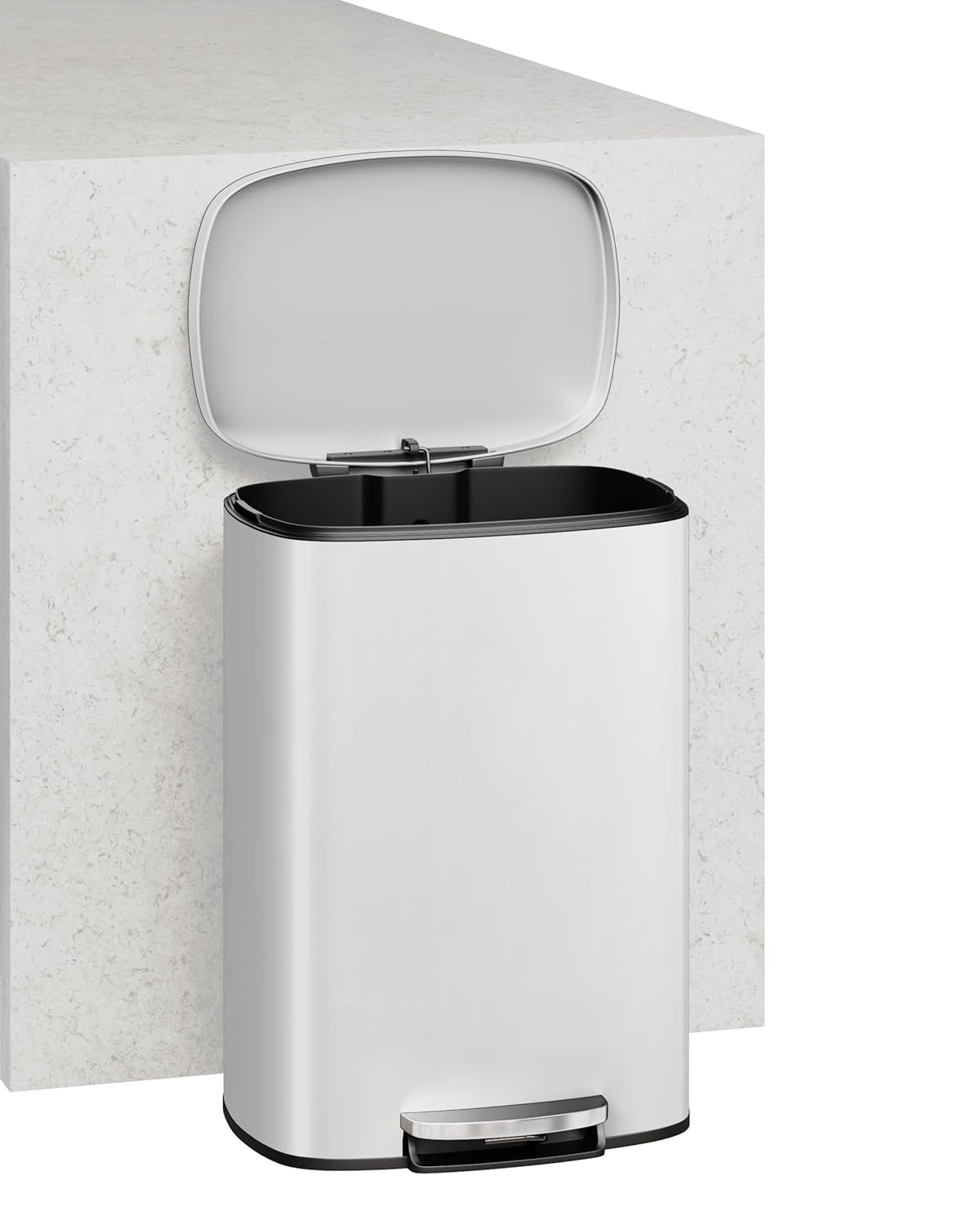 Garvee 13 Gal (50L) and 2.6 Gal (10L) Metal Trash Can Combo Set, Rustproof Garbage Can with Lid