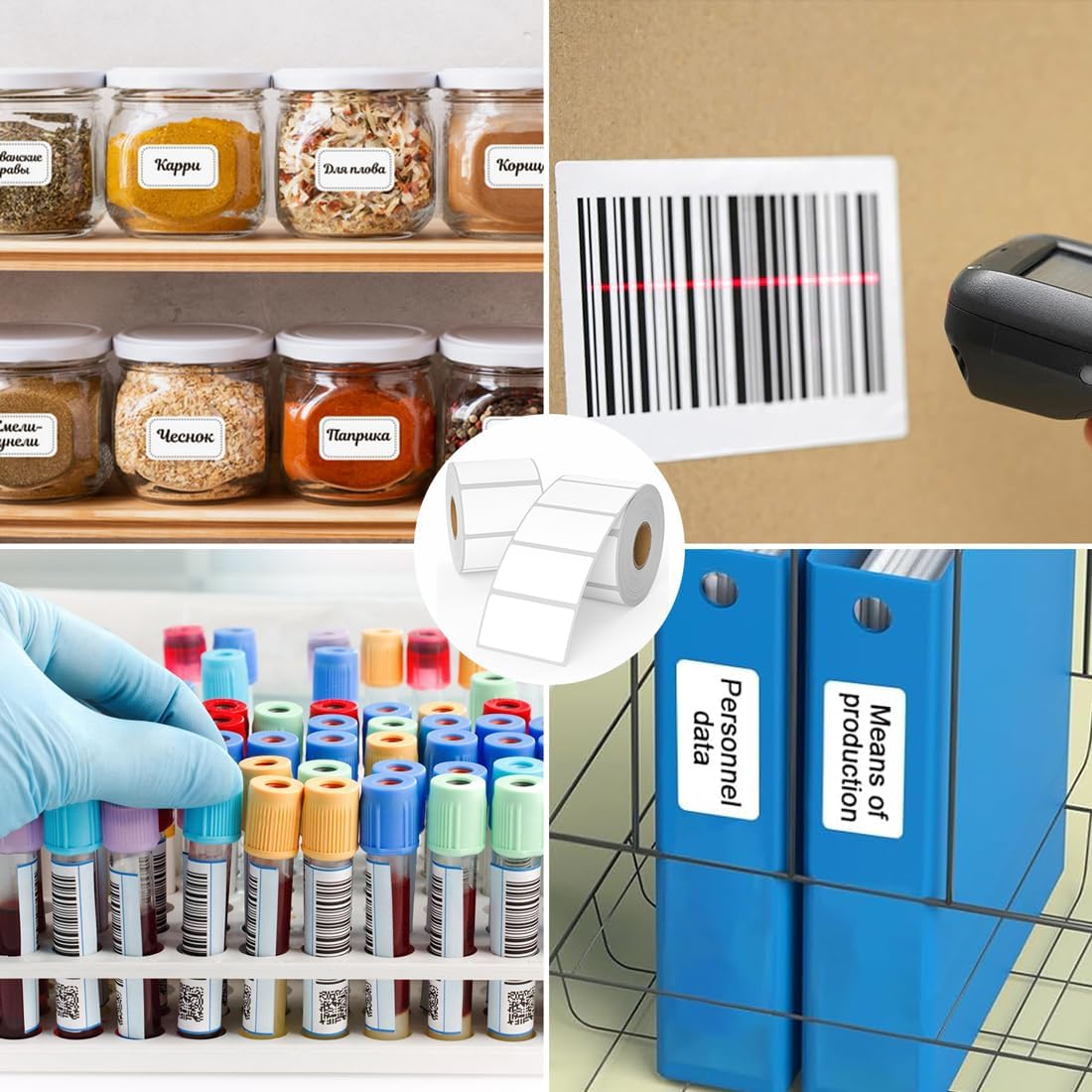 2.25 x 1.25 Thermal Labels, Printable Blank Label Stickers 6000 Label Papers for Barcode Labels