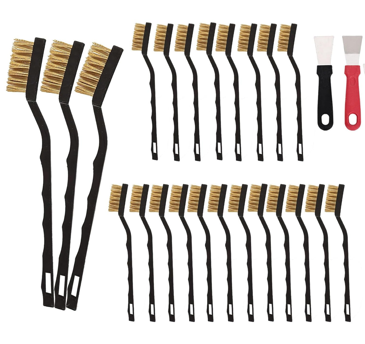 Mini Wire Brush Pure Brass Copper Wire Brush Set, Curved Handle Masonry Brush Wire Brush for