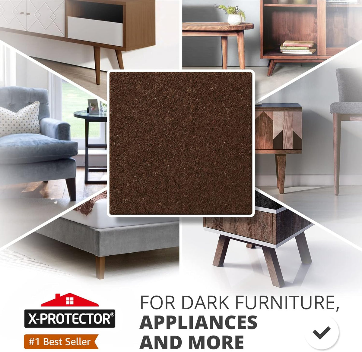 24 Heavy-Duty Felt Furniture Pads 1” 1/4” Thick X-Protector! Square Felt Pads for Furniture Feet