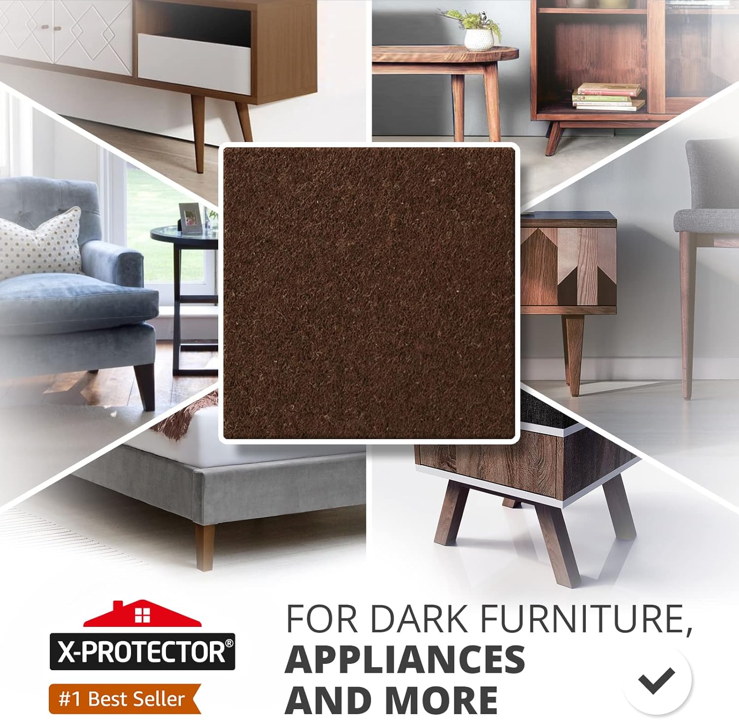 24 Heavy-Duty Felt Furniture Pads 1” 1/4” Thick X-Protector! Square Felt Pads for Furniture Feet