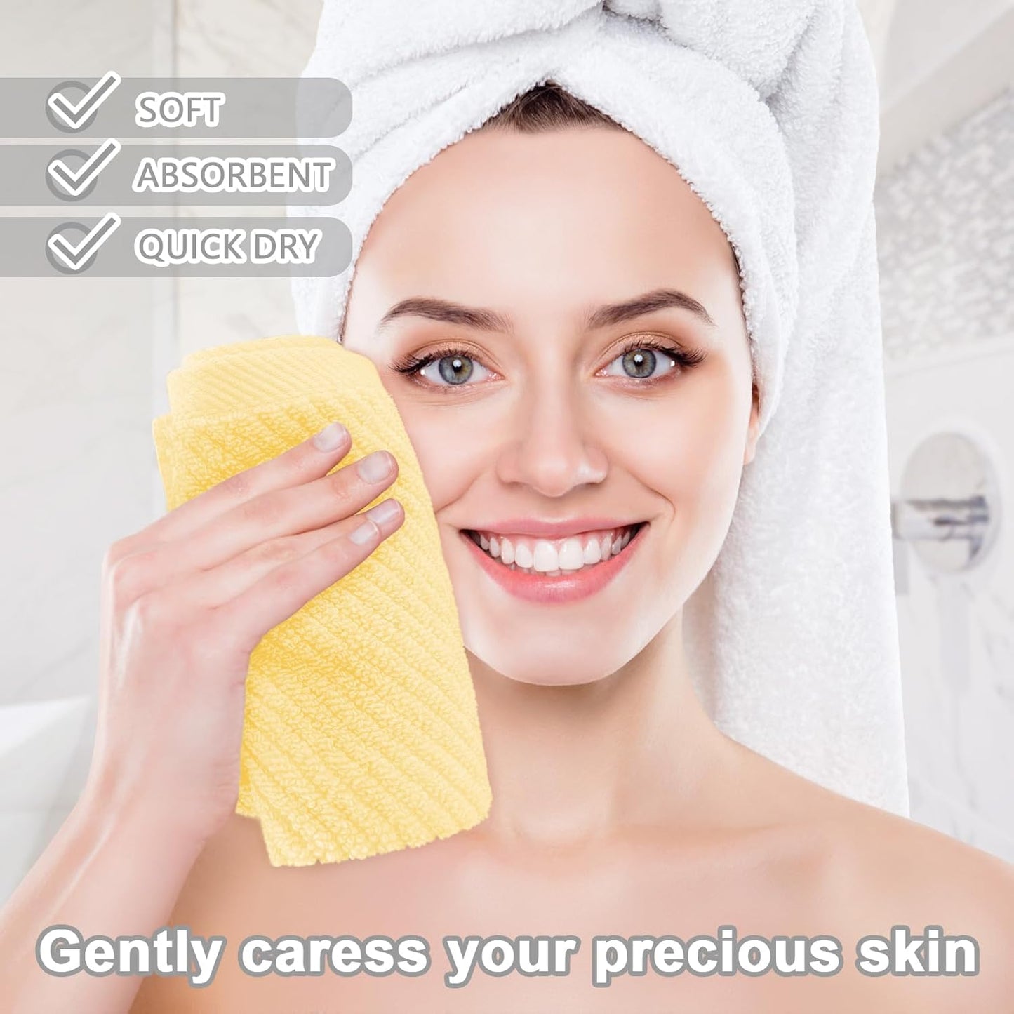 VOOVA & MOVAS Washcloths 6 Pack, 13"x13" - 100% Cotton | Lightweight | Thick | Quick Dry | Soft |