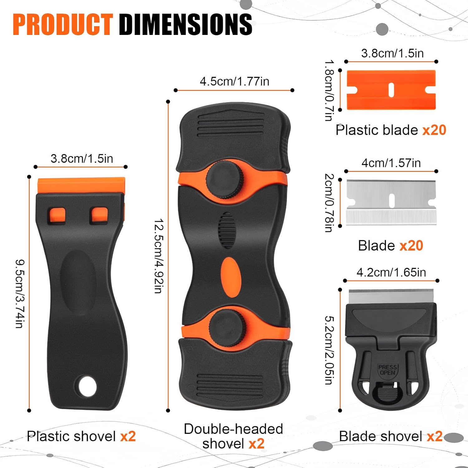 6 Pack Razor Blade Scraper Tool, Razor Scraper, Paint Scraper for Cleaning, With Extra 40Pcs Blade