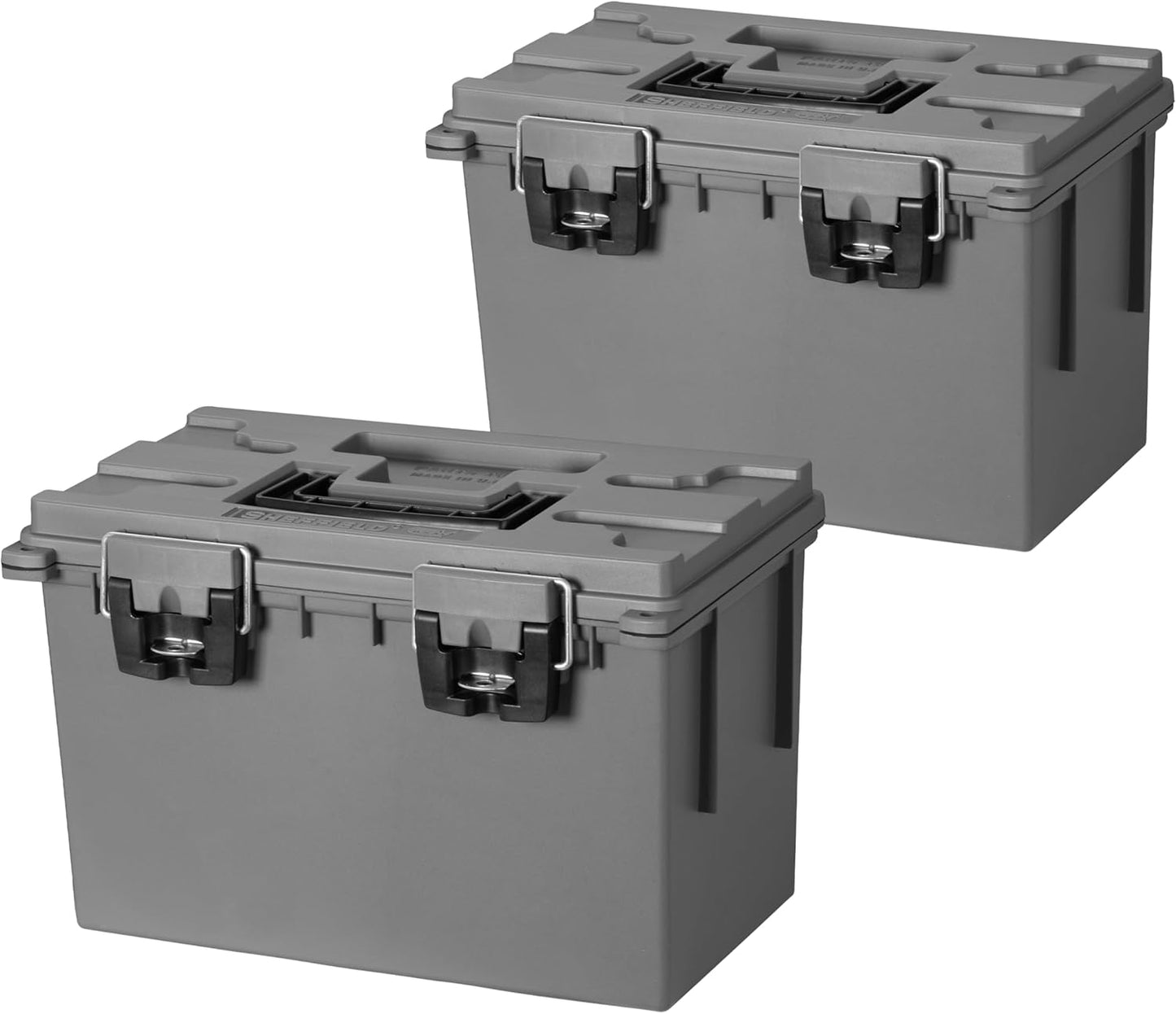 Sheffield 12775 XL Storage Bins With Lids, 2-Pack Stackable Storage Bins, Made in USA, Lockable and