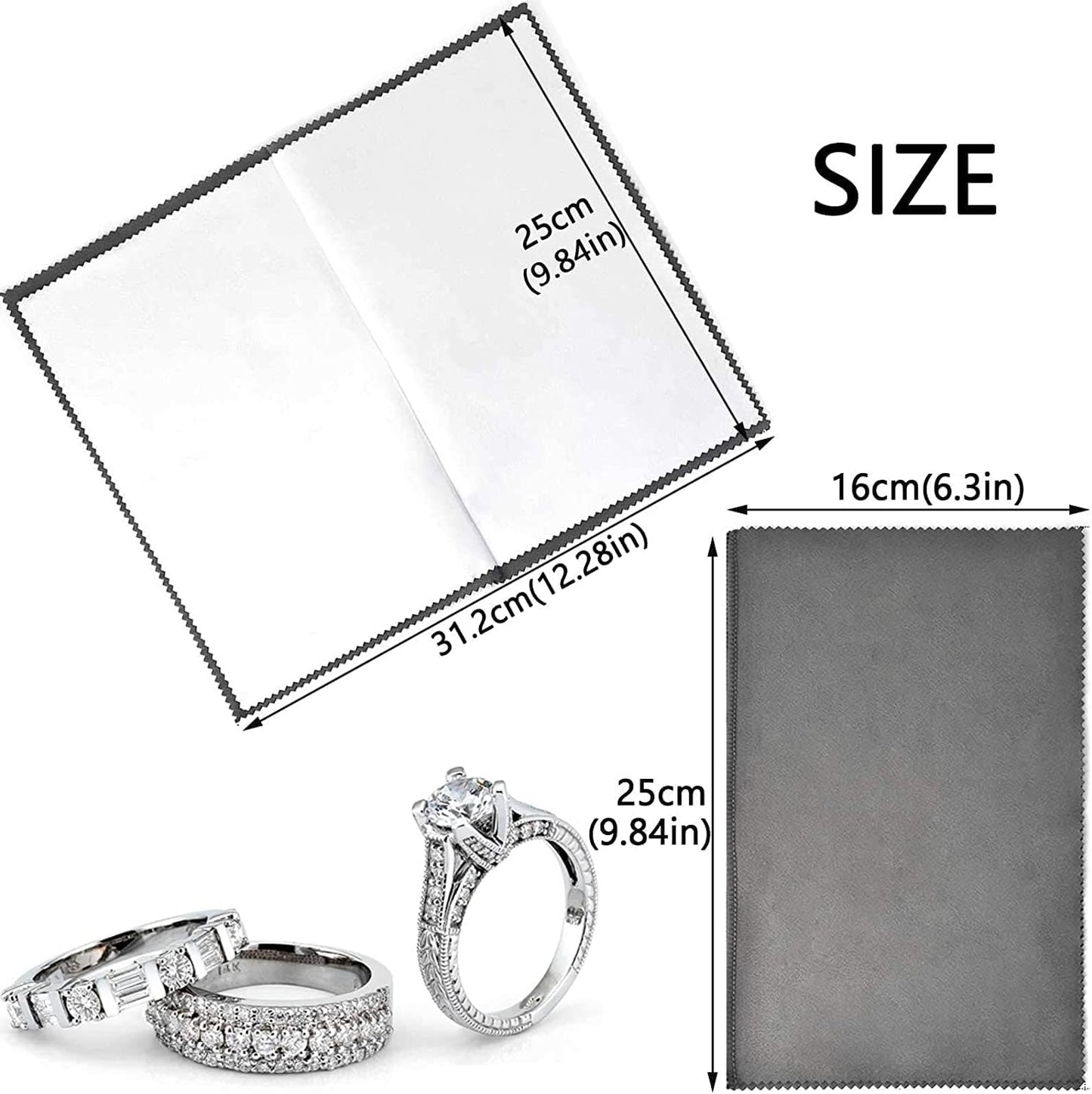 SEVENWELL 4pcs Jewelry Polishing Cleaning Cloth Large 10'' x 12'' for Sterling Silver Jewelry Gold