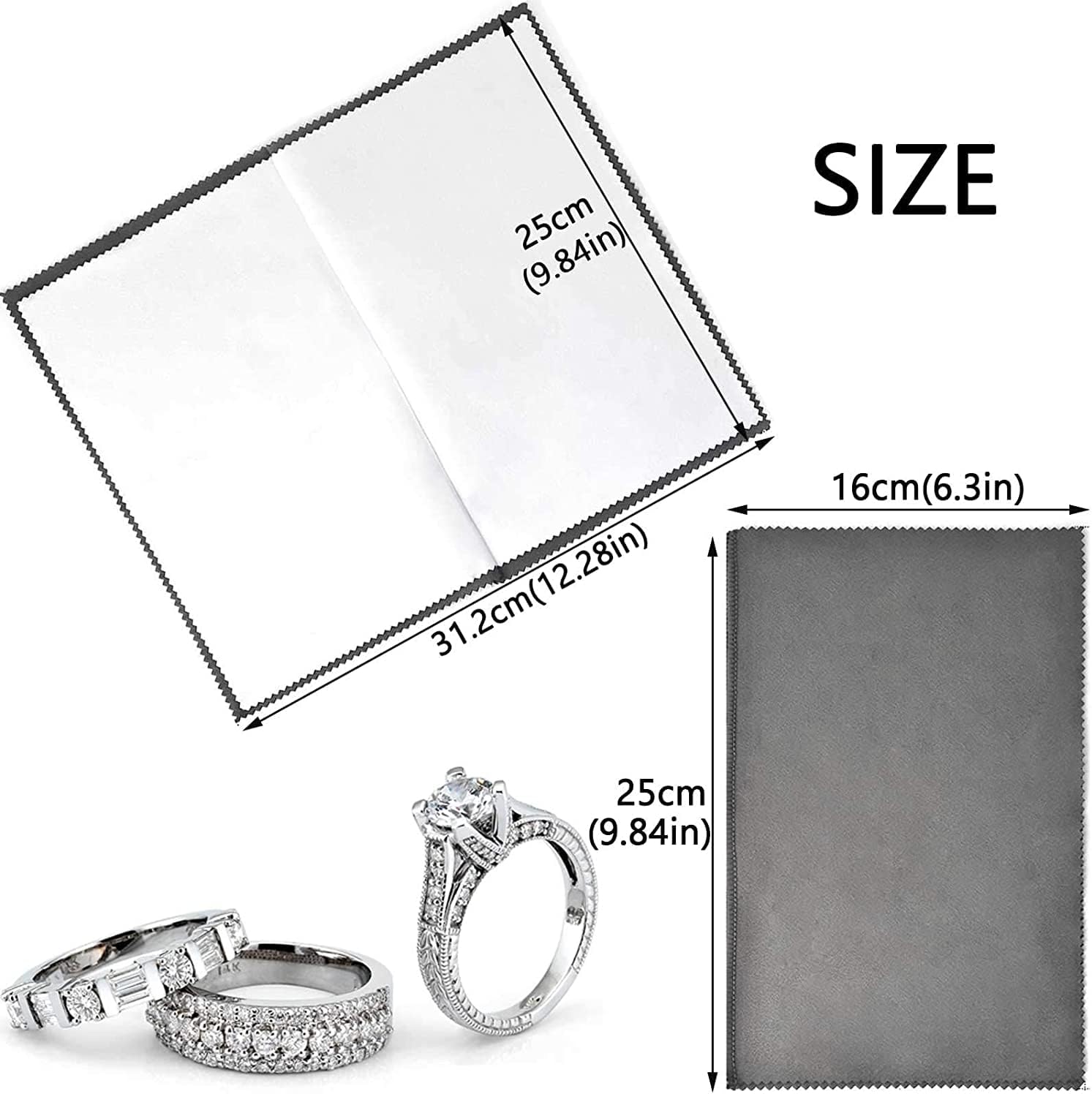 SEVENWELL 4pcs Jewelry Polishing Cleaning Cloth Large 10'' x 12'' for Sterling Silver Jewelry Gold