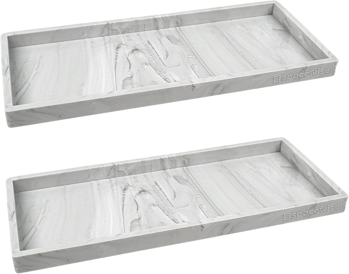 Countertop and Vanity Tray - 2 PC Large 11.7" Silicone Bathroom Trays, Counter Organizer, Dish Soap