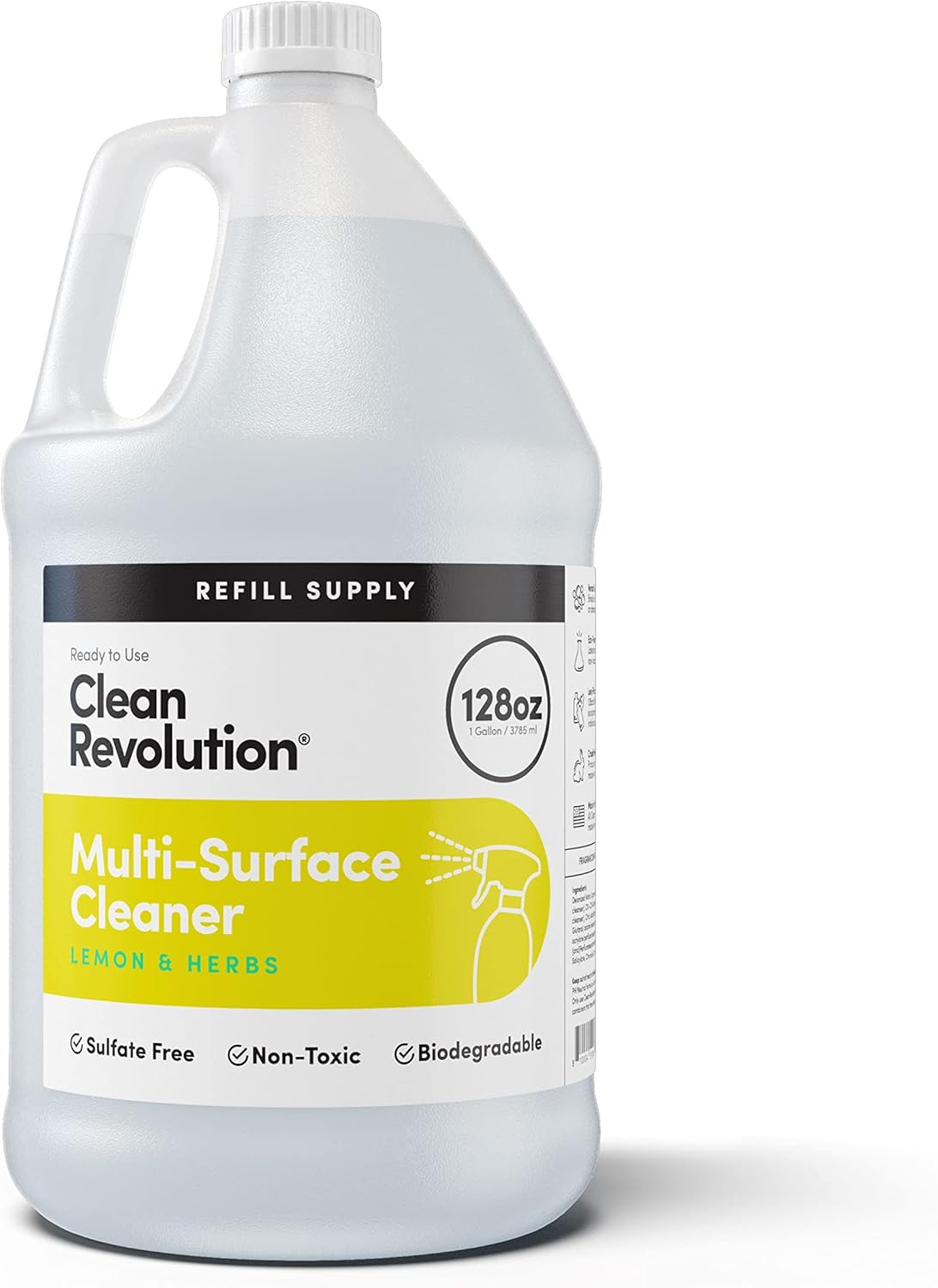 Clean Revolution Multi Surface Cleaner Refill Supply, Non-Toxic, Eco-Friendly & Plant-Based, Ready