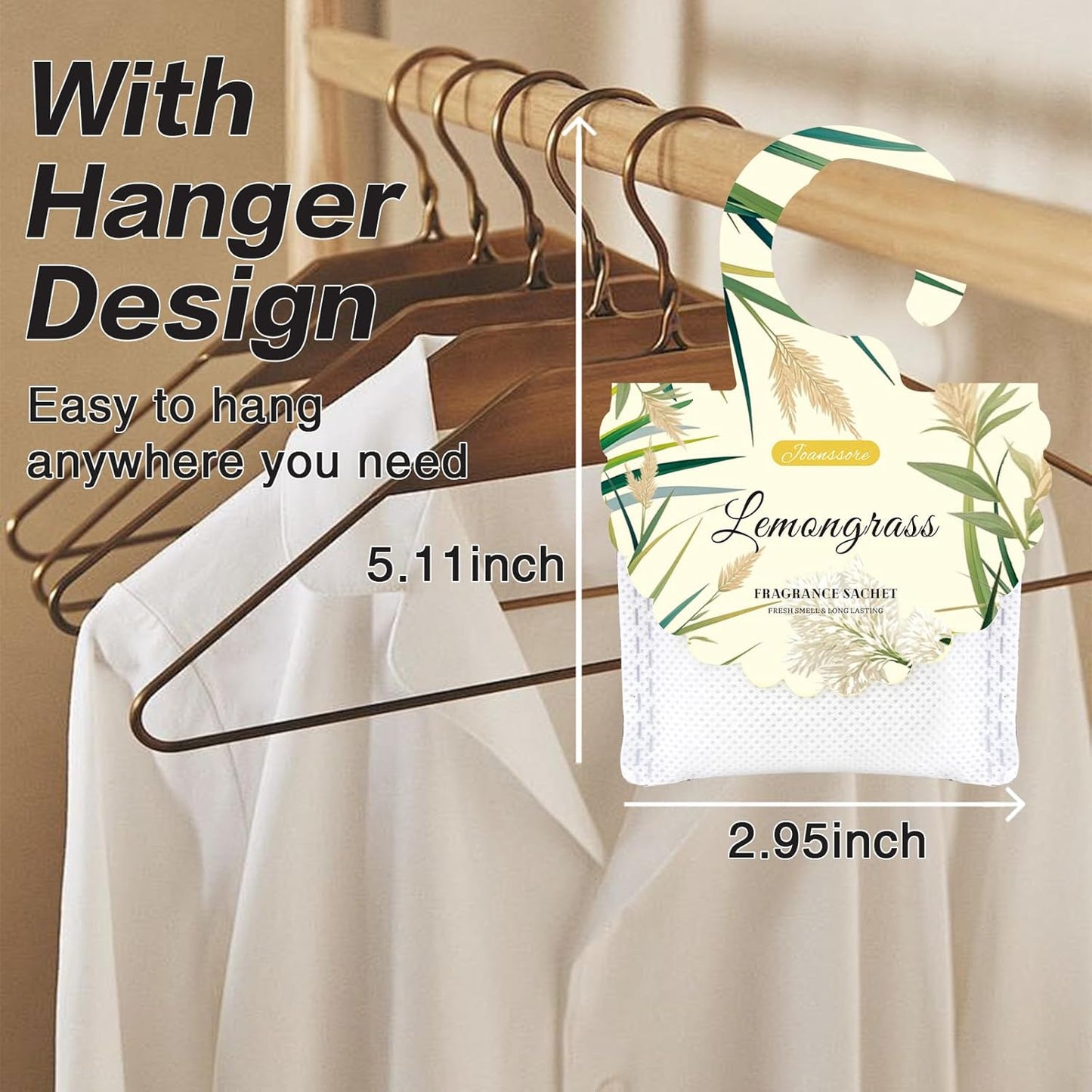 15 Packs Lemongrass Scented Sachets Bag for Drawers and Closets, Air Freshener for Home Fragrance