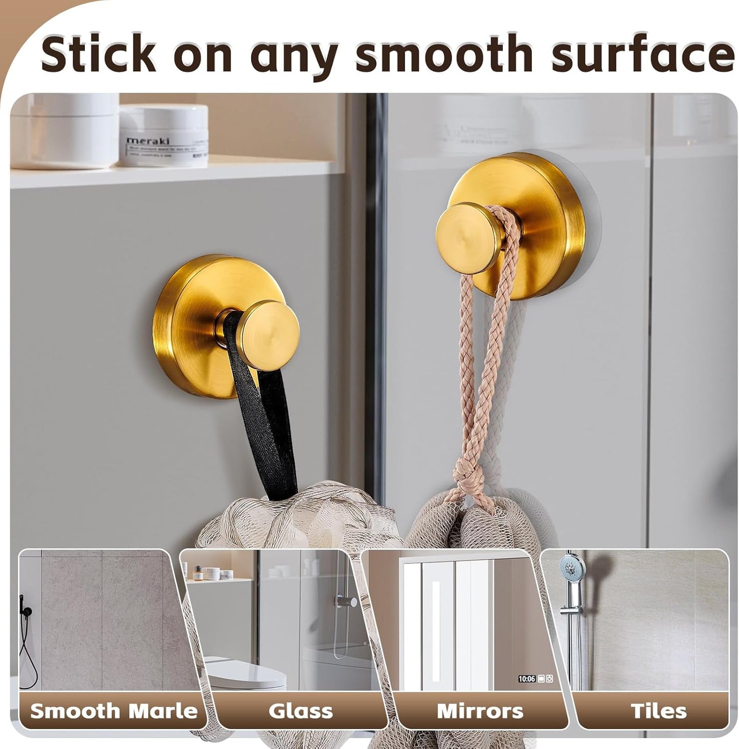 Reusable Heavy Duty Suction Cup Hooks for Kitchen/Bathroom/Shower - Wet-Proof Hooks for Towels