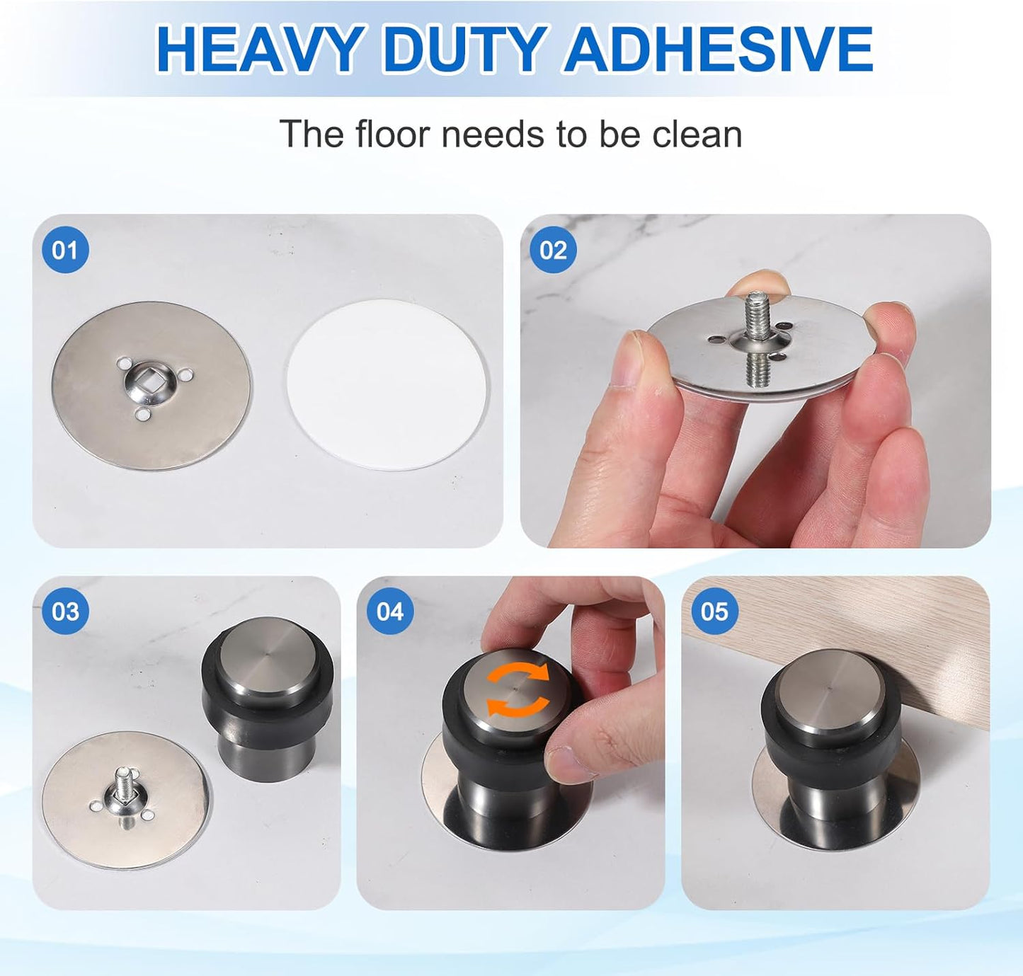 PATIKIL 3Set Round Door Stoppers, 80mm Stainless Steel Door Stop Doorstop Wedge Metal Cylinder Self
