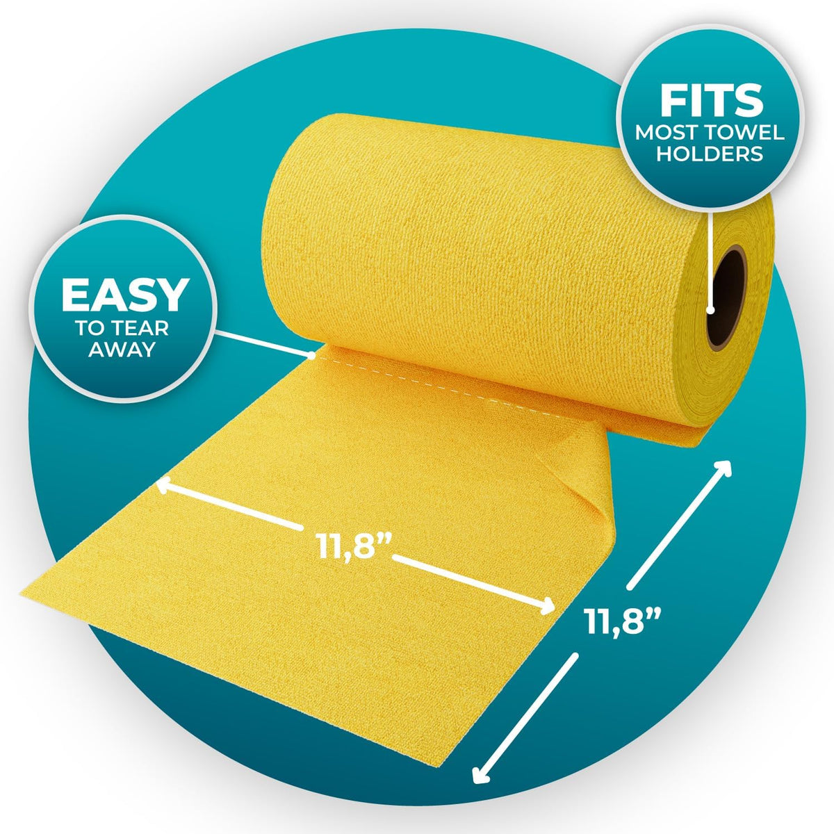 200 Pack Microfiber Cleaning Cloth Roll - Tear Away Reusable Paper Towels Washable, 11.8" Ultra