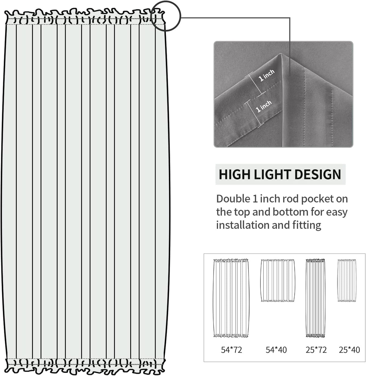 DWCN French Door Curtains – Rod Pocket Thermal Blackout Curtain for Doors with Glass Window