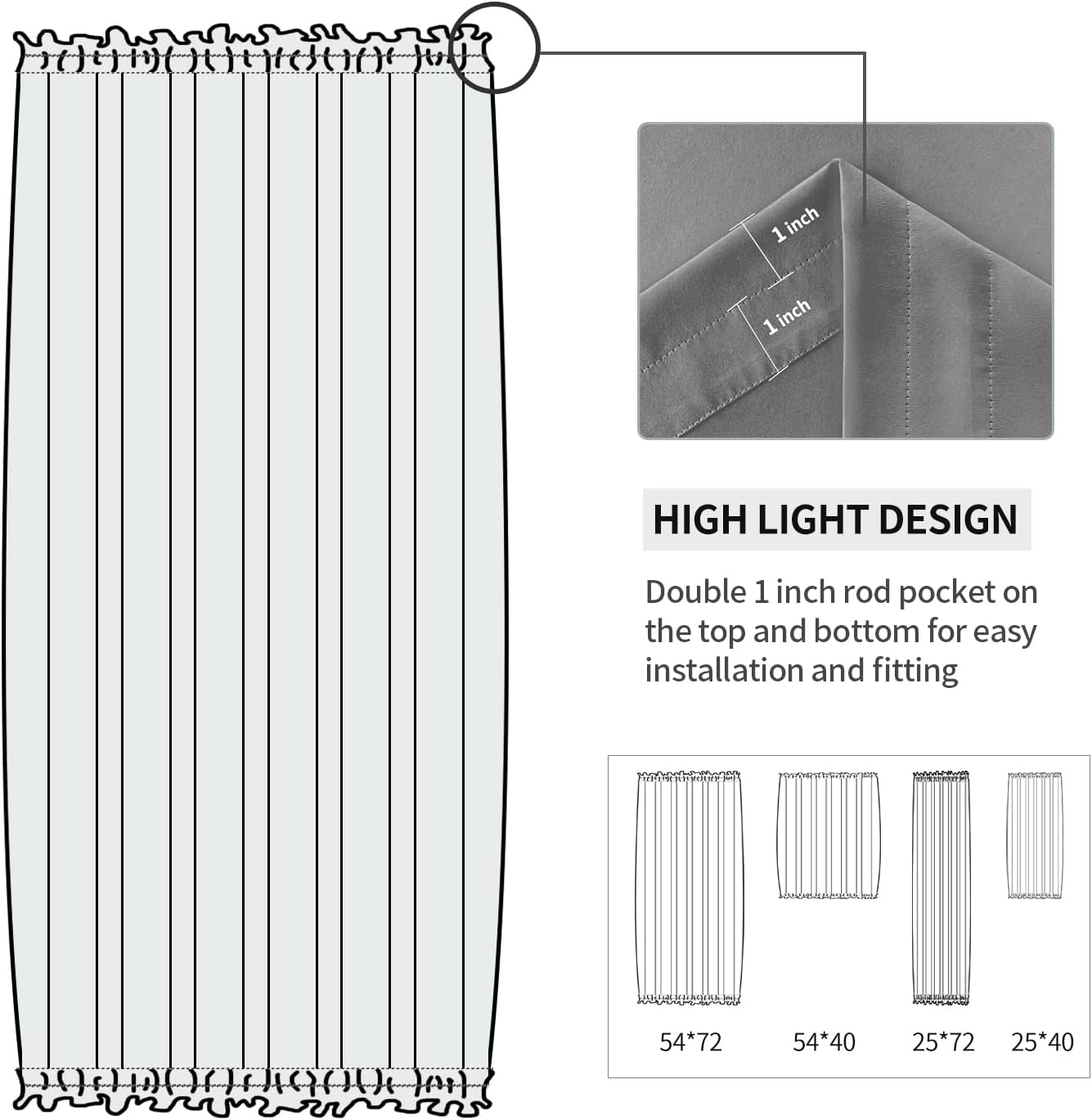 DWCN French Door Curtains – Rod Pocket Thermal Blackout Curtain for Doors with Glass Window
