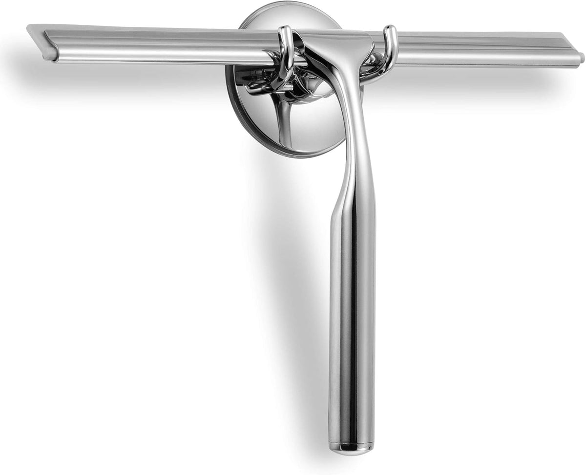 Ettori Shower Squeegee Clear Glass Wall Cleaner Stainless Steel with Suction Storage Hook -10''