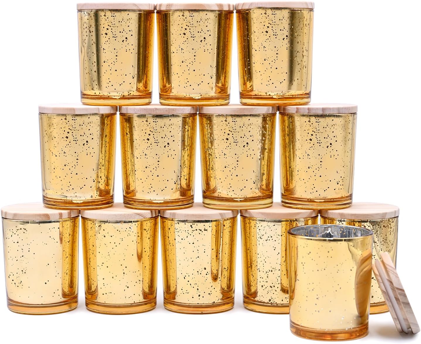 Thick Candle Jars for Making Candles 12 Pcs, 7 OZ Empty Jars with Wood Lids for Candle Making