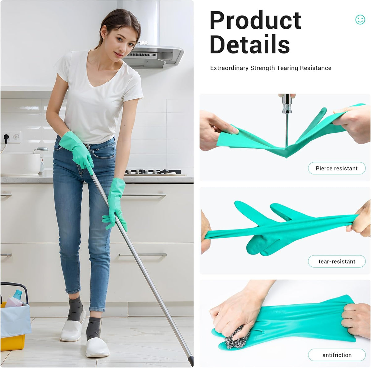 ThxToms Chemical Resistant Nitrile Gloves, Resist Household Acid, Alkali, Solvent and Oil, Latex
