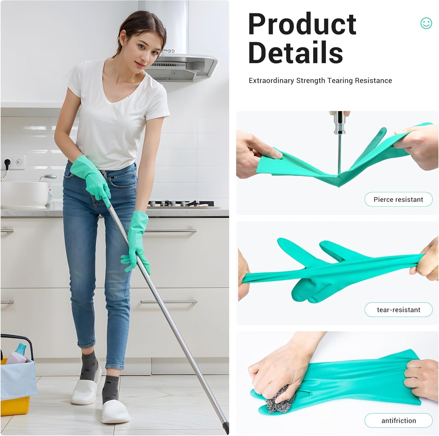 ThxToms Chemical Resistant Nitrile Gloves, Resist Household Acid, Alkali, Solvent and Oil, Latex