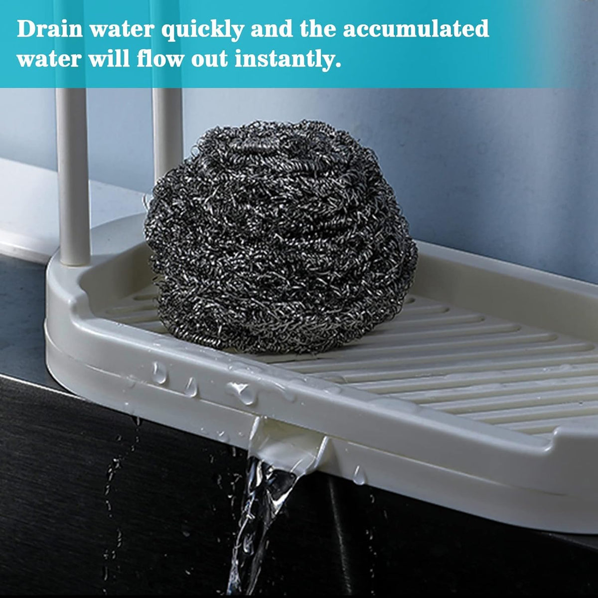 Kitchen Sponge Holder Dishcloth Hanger, Kitchen Sink Rack Tray Organizer Stand for Sponge, Dish