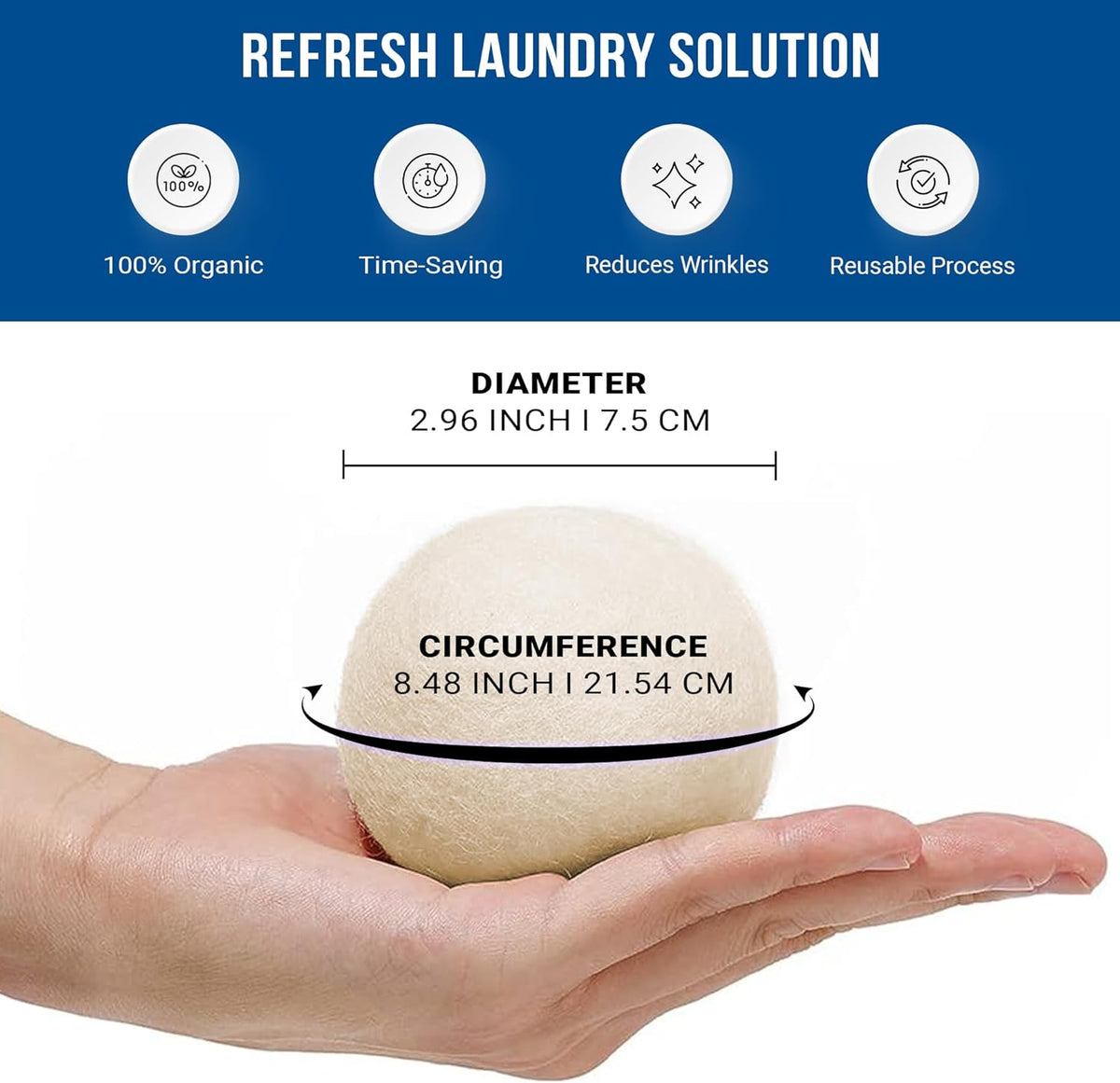 Ezhippie Quality Wool Dryer Balls - 6 XL Pack - 1000+ Loads - Pure Organic Wool - Reusable Natural