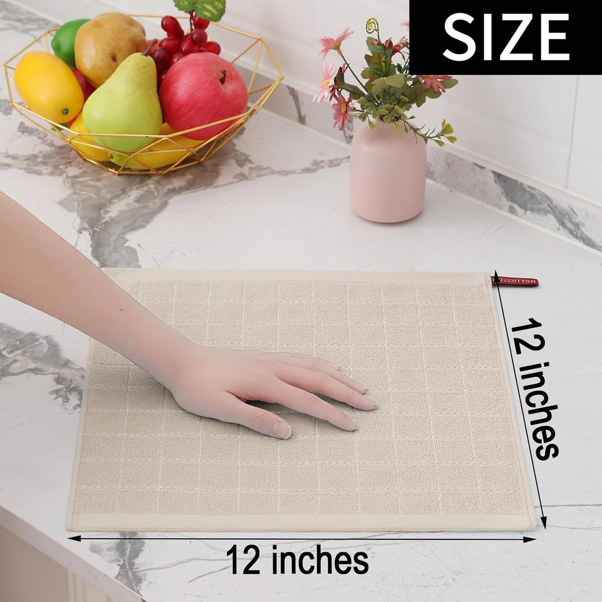 Homaxy 100% Cotton Terry Kitchen Dish Cloths, Ultra Soft and Absorbent Dish Towels for Kitchen