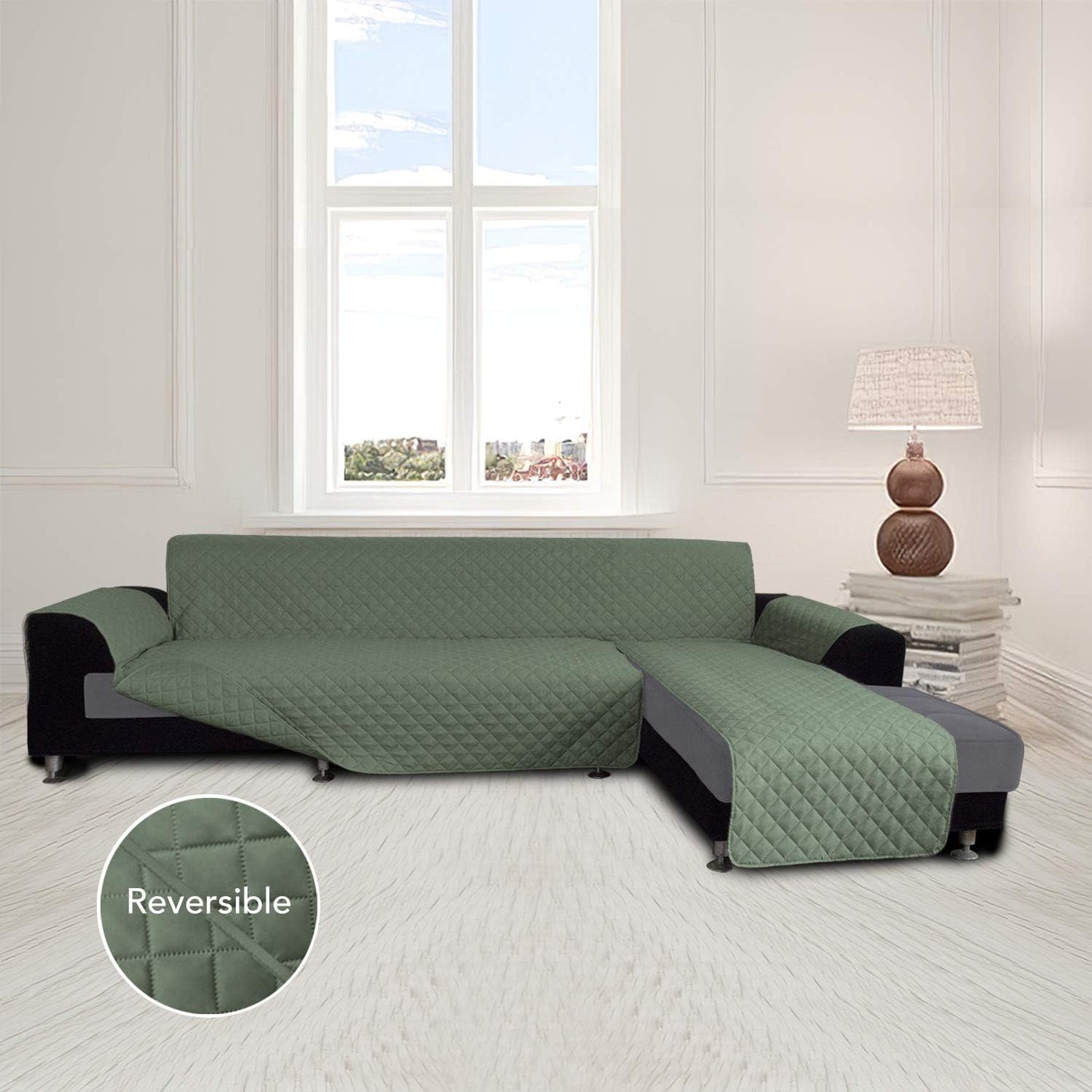 Easy-Going L Shape Sofa Slipcover - Reversible Chaise Cover - Furniture Protector for Pets, Kids