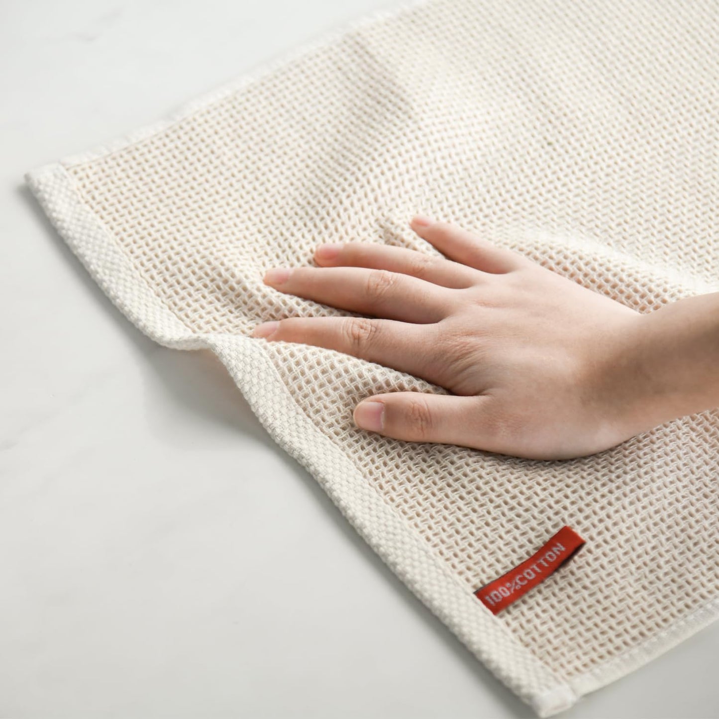Artoid Mode 100% Cotton Beige Waffle Weave Kitchen Dish Cloths, 12x12 Inch Ultra Soft Absorbent