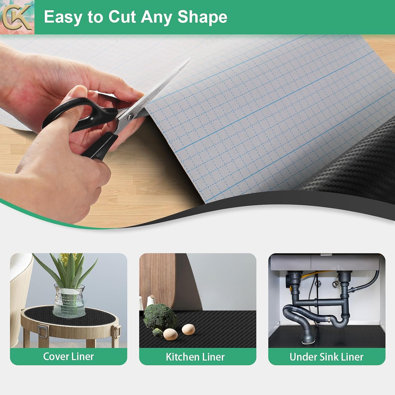 Self-Adhesive Shelf Liner Kitchen Liner, Waterproof Backed Paper Easy Peel and Stick Contact Liner