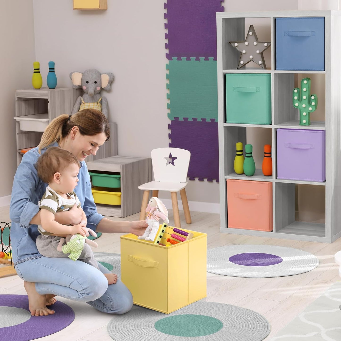 Sorbus Fabric Storage Cubes - 6 Foldable Storage Bins for Organizing Pantry, Cubbies, Toy Box